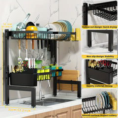 Adjustable Over Sink Dish Drying Rack Kitchen Drainer