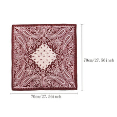 70cm Square Vintage Wine Red Paisley Neckerchief Satin Head Scarf