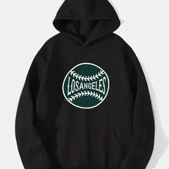 Los Angeles Baseball Print Hoodie for Men