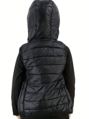 Kids' Sleeveless Hooded Jacket Zip Up Jacket