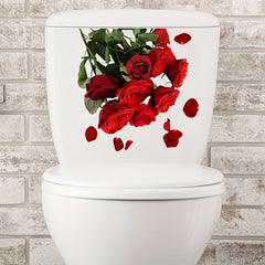 Red Rose Toilet Self Adhesive Bathroom Home Decor