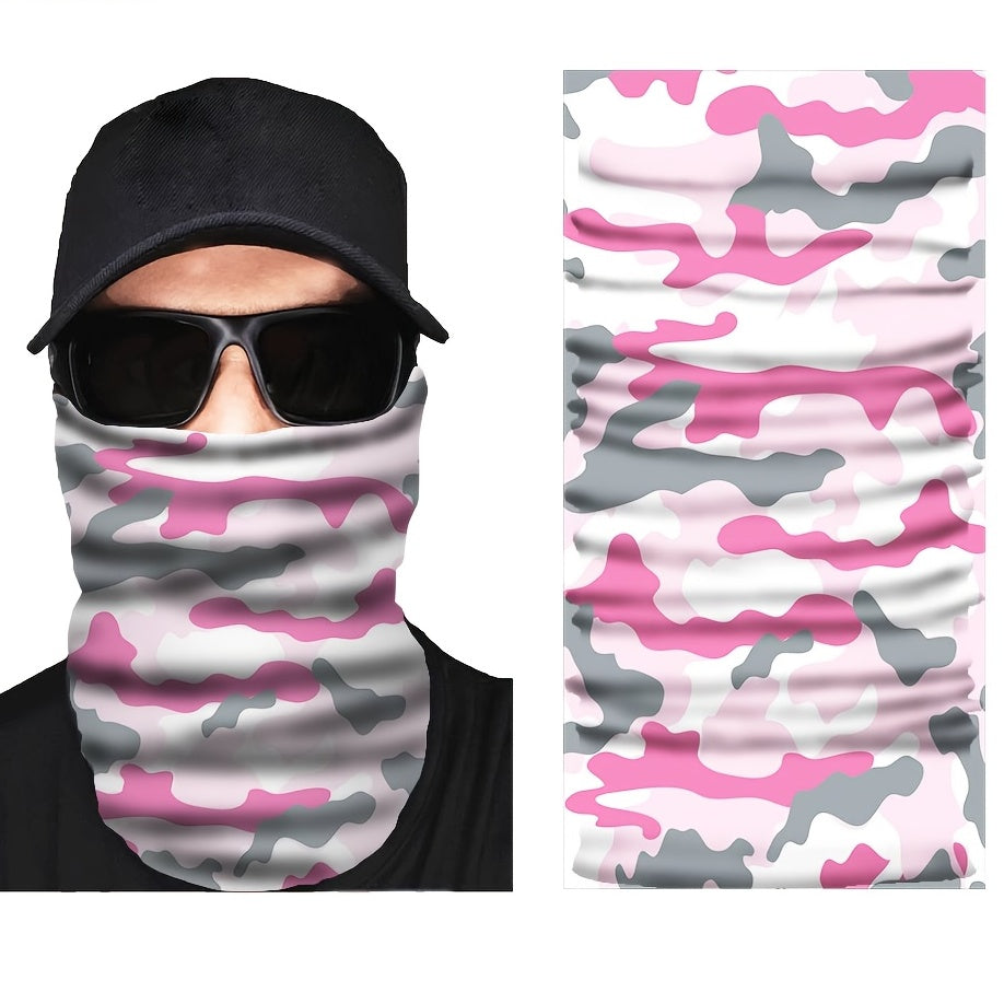 Sports Face Gaiter Mask Pink Grey Camo Neck Gaiter Sun Protection Dust Mask
