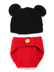 Cartoon Shape Baby Knitted Hat & Overall Romper for Photoshoot & Party