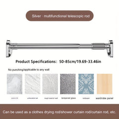 Telescopic Shower Curtain Rod Drying Roman Support Rod