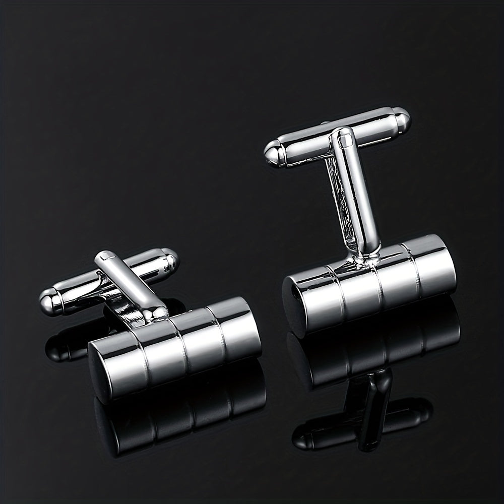 French Suit Cufflinks 3D Cylindrical Cut