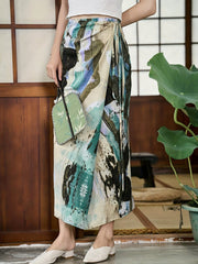 Tie Front Skirt All Over Print Vacation Skirt for Spring & Summer