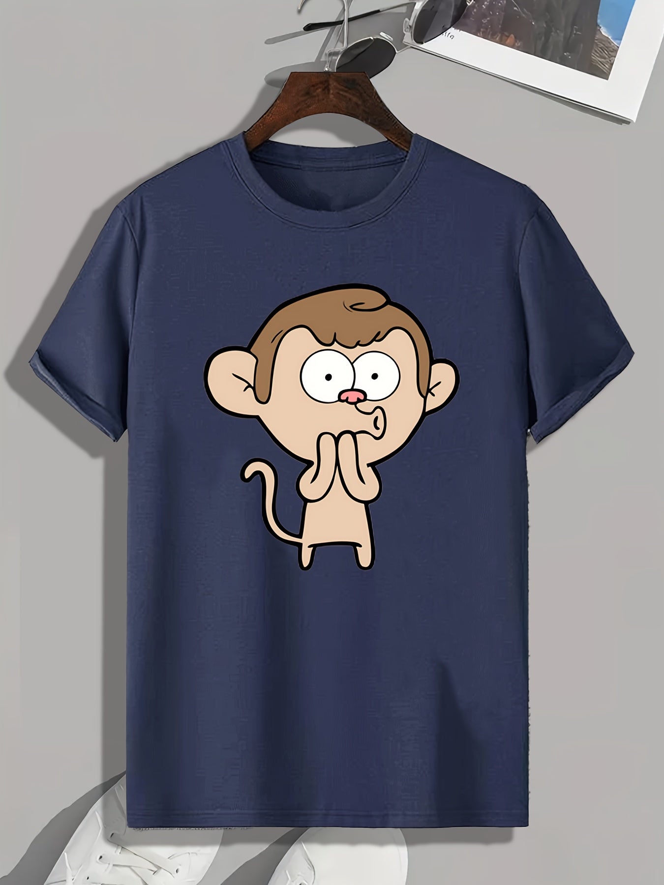 Cartoon Print Men's Graphic T-shirt for Summer