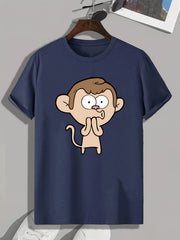 Cartoon Print Men's Graphic T-shirt for Summer