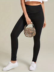 Solid High Waist Skinny Leggings with Frill Detail
