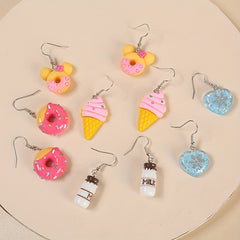 5 Pairs Cute Donut Ice Cream Earring Set for Girls