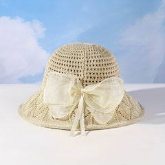 Wide Brim Beige Sun Hat Crochet Bucket Hat