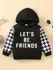 Baby Hooded Plaid Long Sleeve Ribbed Sweatshirt