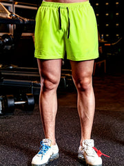 Men's Breathable Solid Shorts With Pockets Summer Drawstring Elastic Waist