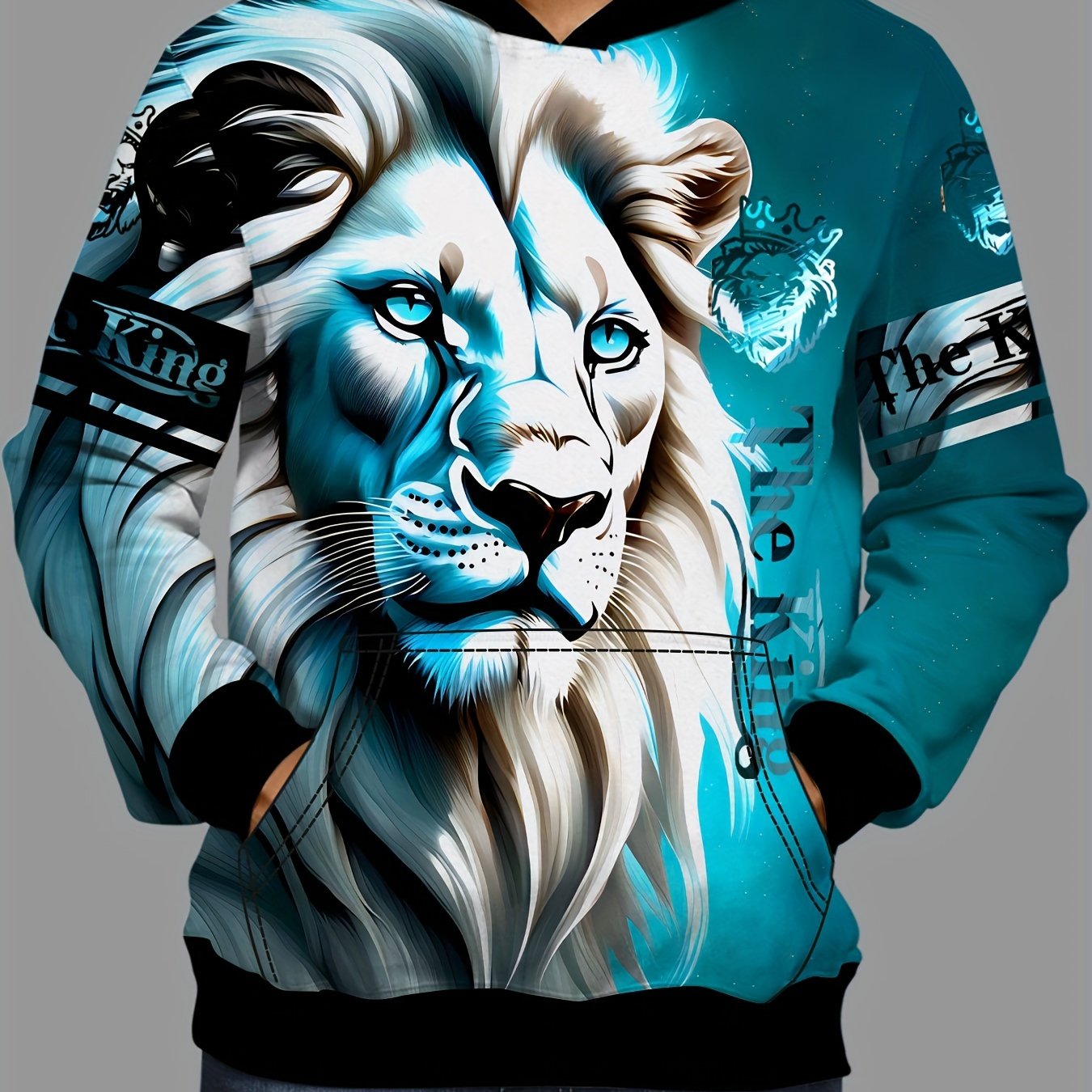 Men's Lion Graphic Hoodie 3D Print Loose Pullover