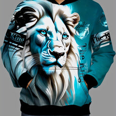 Men's Lion Graphic Hoodie 3D Print Loose Pullover