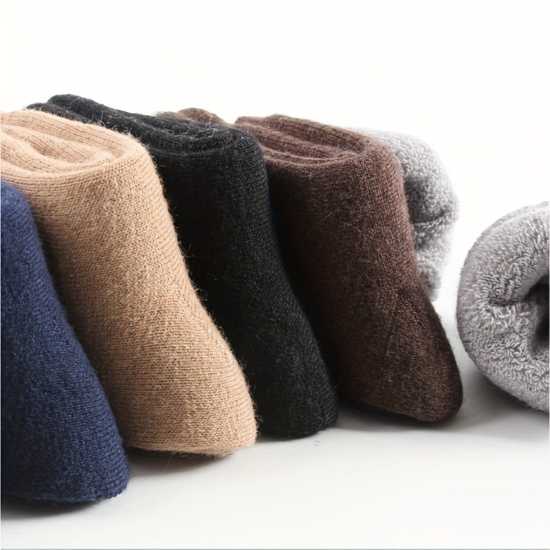 Thick Cotton Wool Mid-calf Socks with Wool Loops for Warmth