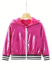 Girls Fleece Lined Hooded Jacket for Fall Winter