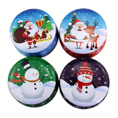 4pcs Retro Boho Small Candy Jars Christmas Candy Boxes Small Iron Round Tea Boxe