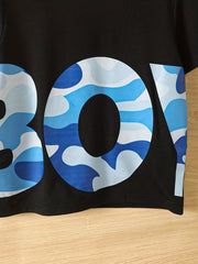 Boys Teen Casual Letter Graphic Tee & Shorts Set for Summer
