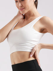Sexy U Neck Wide Straps Sleeveless Crop Top
