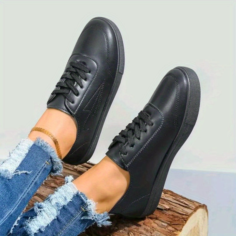 Umbrella Print Flat Sneakers Lace Up Round Toe Skate Shoes