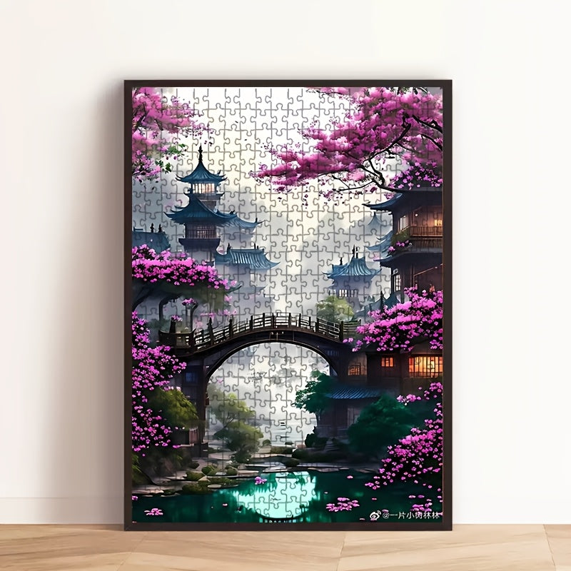 1000pcs Giant Puzzle Chinese Architecture & Cherry Blossoms 50x70