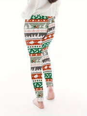Women's Plus Christmas Leggings - Christmas Tree & Santa Print