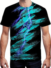Men's Brush Stroke & Lightning Graphic T shirt Casual 3D Print Tee