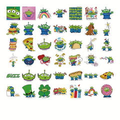 Disney Alien Waterproof Stickers - Set of 42 Cute Cartoon Decals