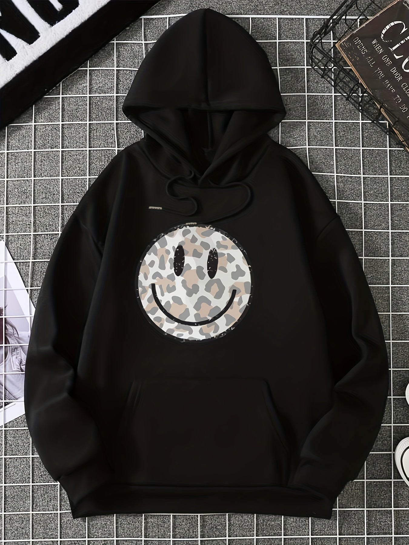 Leopard Print Hoodie with Kangaroo Pocket for Women