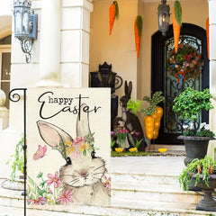 Easter Garden Flag 30x45cm Double Sided Floral Rabbit Pascha Yard Outdoor
