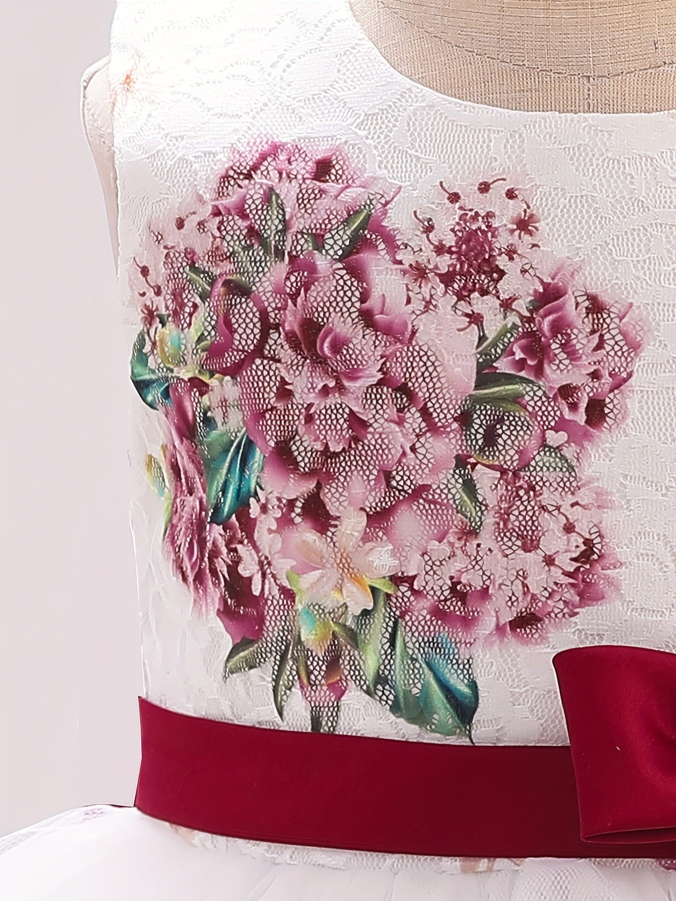 Baby Girls Floral Embroidery Bowknot Sleeveless Mesh Princess Dress