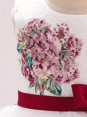 Baby Girls Floral Embroidery Bowknot Sleeveless Mesh Princess Dress