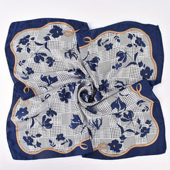 Floral Plaid Print Bandana Classic Silk Square Scarf