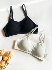 4pcs Wireless Push Up Bras Ribbed Comfy & Breathable Women's Lingerie
