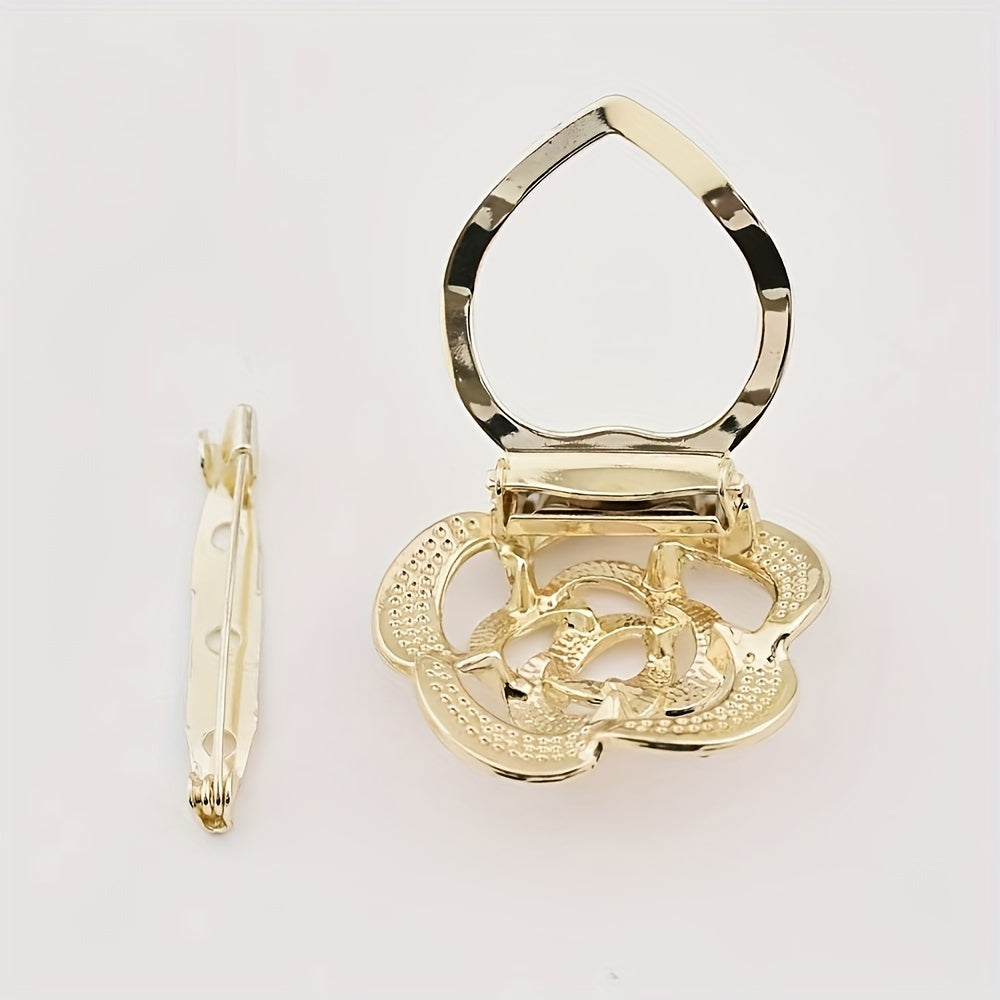 Rhinestone Buckle Silk Scarf Shawl Dress Decorated Pin Brooch