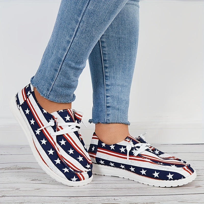 Women's Star Spangled Canvas Shoes Low Top Outdoor Shoes