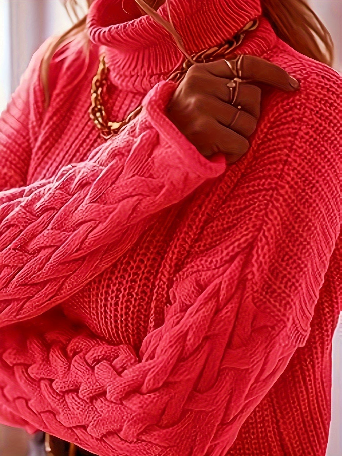 Turtleneck Sweater Women's Solid Long Sleeve Jumper