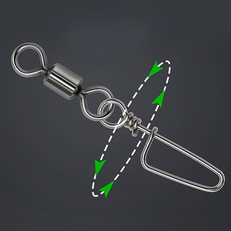 20pcs Stainless Steel Fishing Connectors Fast Clip Lock Snap Swivels