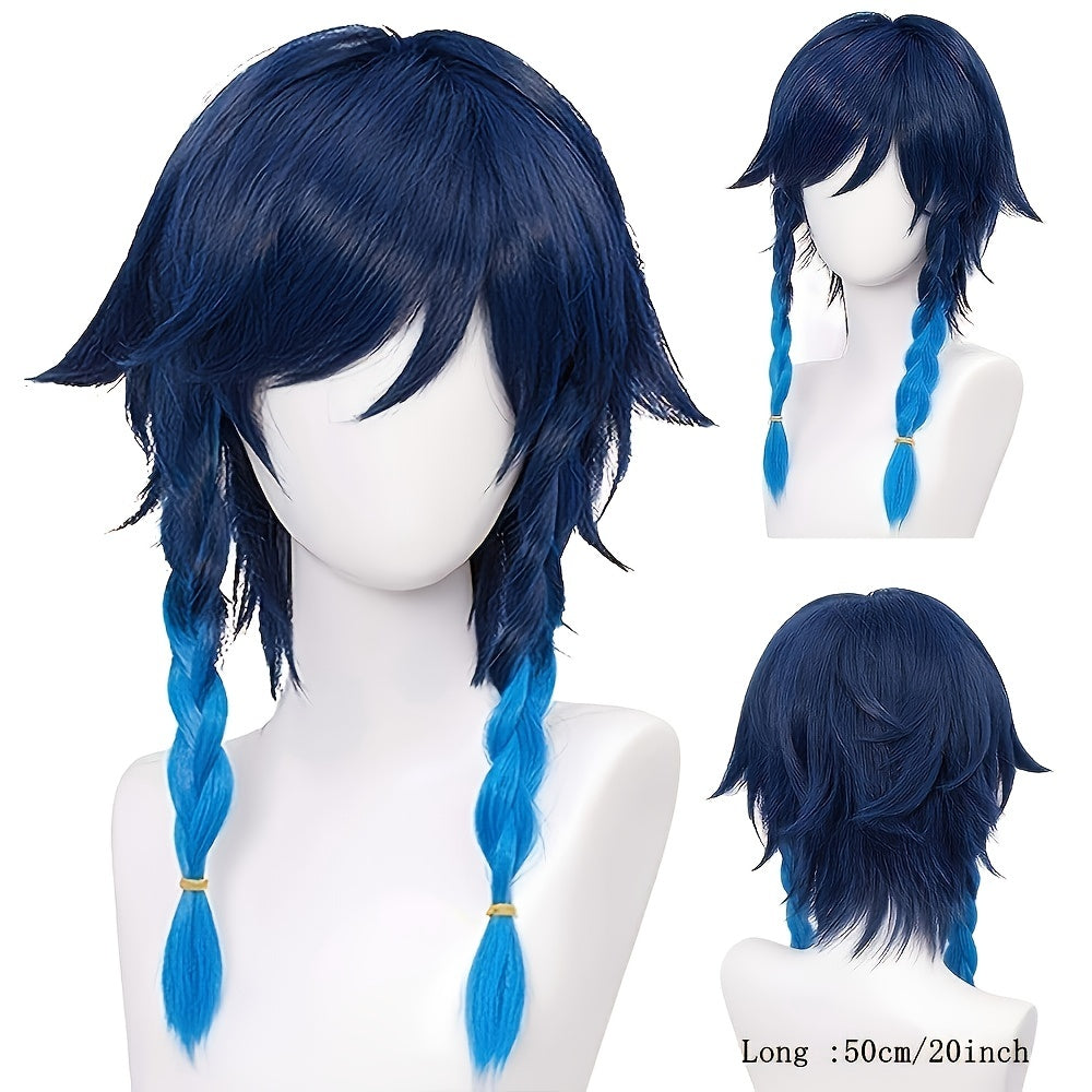 Gradient Short Braided Synthetic Hair Cosplay Wig with Wig Cap