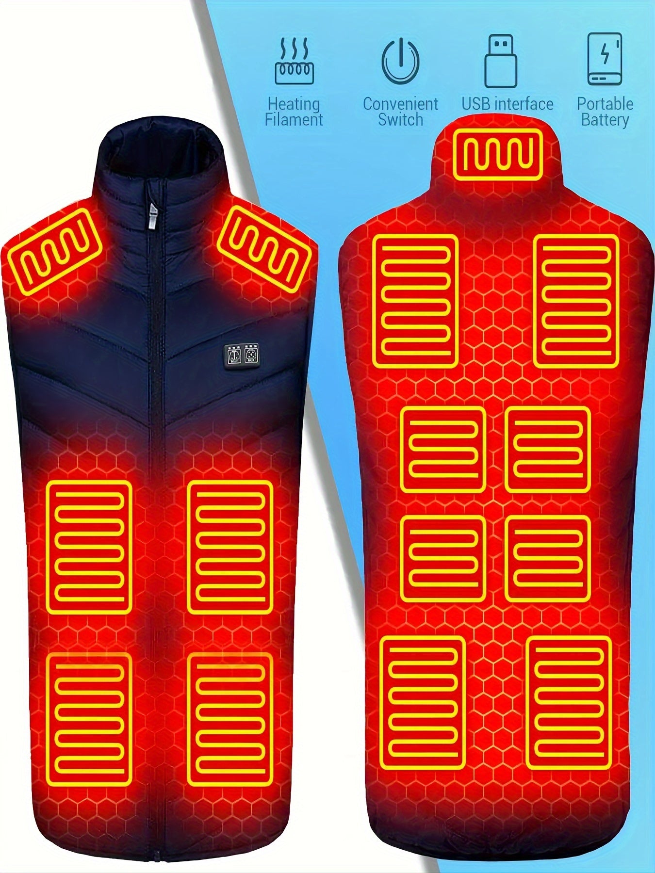 Men's 13 Areas Stand Collar Smart Heating Vest