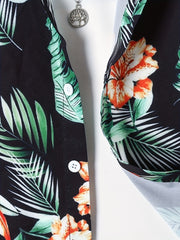 Boys Flower & Leaf Print Shirt & Shorts Set Kids Summer Clothes