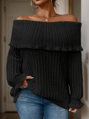 Casual Sweater Women's Solid Off Shoulder Layered Jum