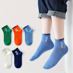 Kids Mesh Breathable Crew Socks for Boys & Girls, 5 Pairs