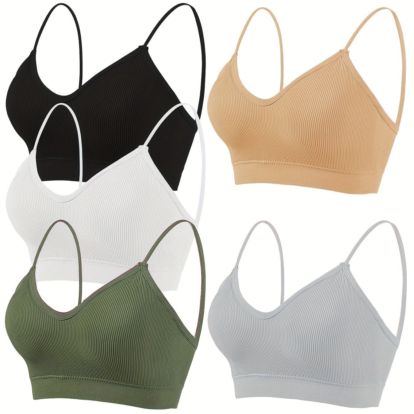 5Pcs Ribbed Wireless Bras Stretch Lingerie