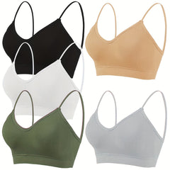 5Pcs Ribbed Wireless Bras Stretch Lingerie