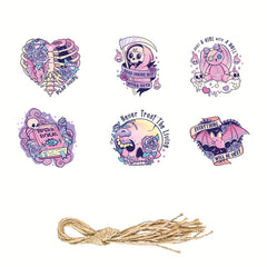 6Pcs Halloween Hanging Ornaments Pink Decor Skulls Bat Heart Bear Spiders