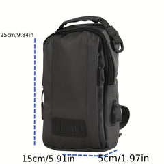 Men's Multifunctional Chest Bag USB Charging Waterproof Travel Shoulder Bag