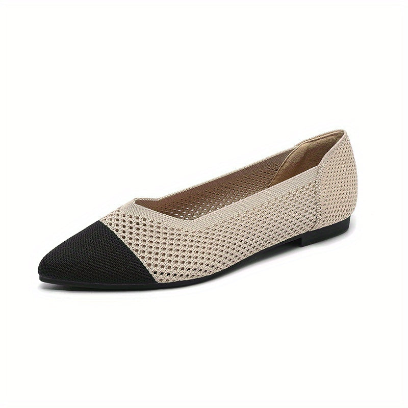 Women's Knitted Flat Shoes Pointed Toe Slip On Soft Sole Ballet Flats