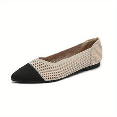 Women's Knitted Flat Shoes Pointed Toe Slip On Soft Sole Ballet Flats